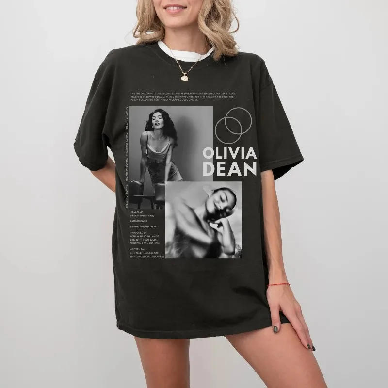 Vintage Olivia Dean T-shirt, Photo Collage T-shirt, Music Artist Graphic Summer unisex Loose and Breathable cotton T-shirt Top