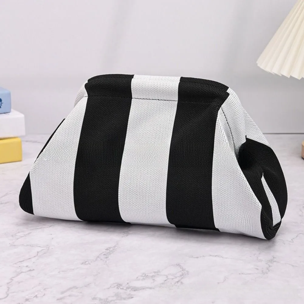 Portable Spring Closure Open Top Colorful Striped Cosmetic Bag Large Capacity Multi-purpose Makeup Pouch Toiletry Bag Gifts