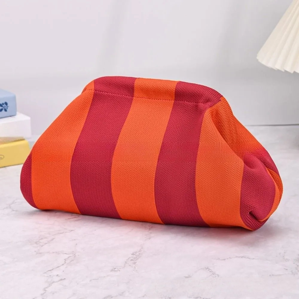 Portable Spring Closure Open Top Colorful Striped Cosmetic Bag Large Capacity Multi-purpose Makeup Pouch Toiletry Bag Gifts