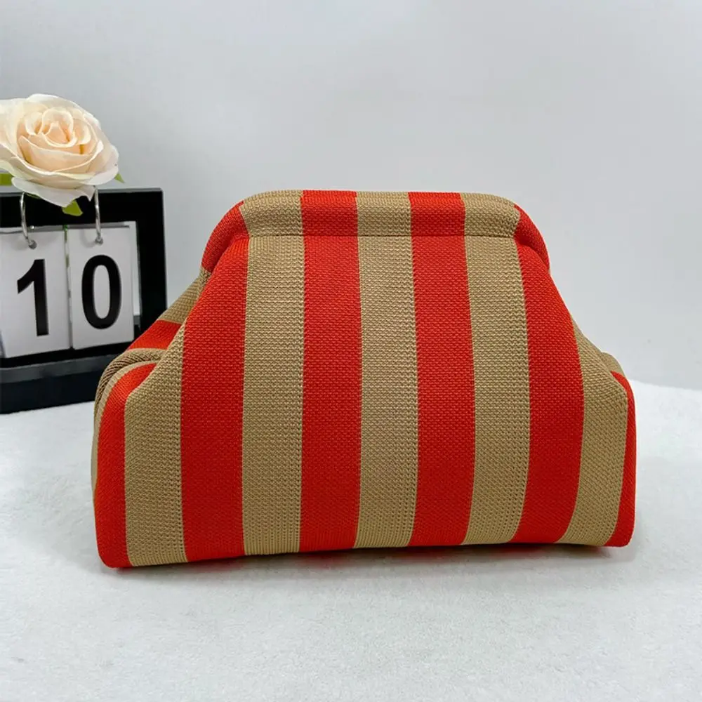 Portable Spring Closure Open Top Colorful Striped Cosmetic Bag Large Capacity Multi-purpose Makeup Pouch Toiletry Bag Gifts