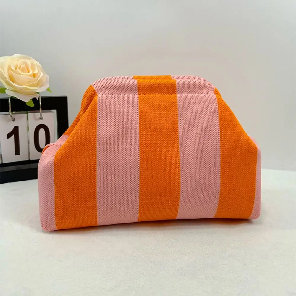Portable Spring Closure Open Top Colorful Striped Cosmetic Bag Large Capacity Multi-purpose Makeup Pouch Toiletry Bag Gifts