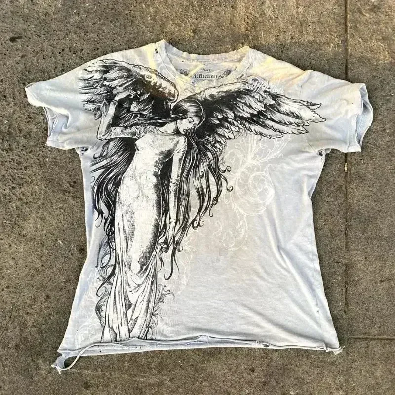 90s Melancholic Style Summer 3D Print Large-sized Men's T-shirt Quick-drying and Breathable Suitable for Outdoor Activities
