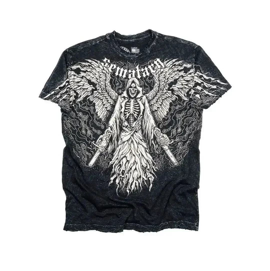 90s Melancholic Style Summer 3D Print Large-sized Men's T-shirt Quick-drying and Breathable Suitable for Outdoor Activities
