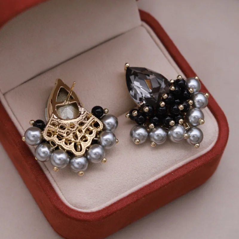 Korean New Design Fashion Jewelry 14K Gold plated White Hand Woven Pearl Drop Earrings Elegant Women's Daily Work Accessories