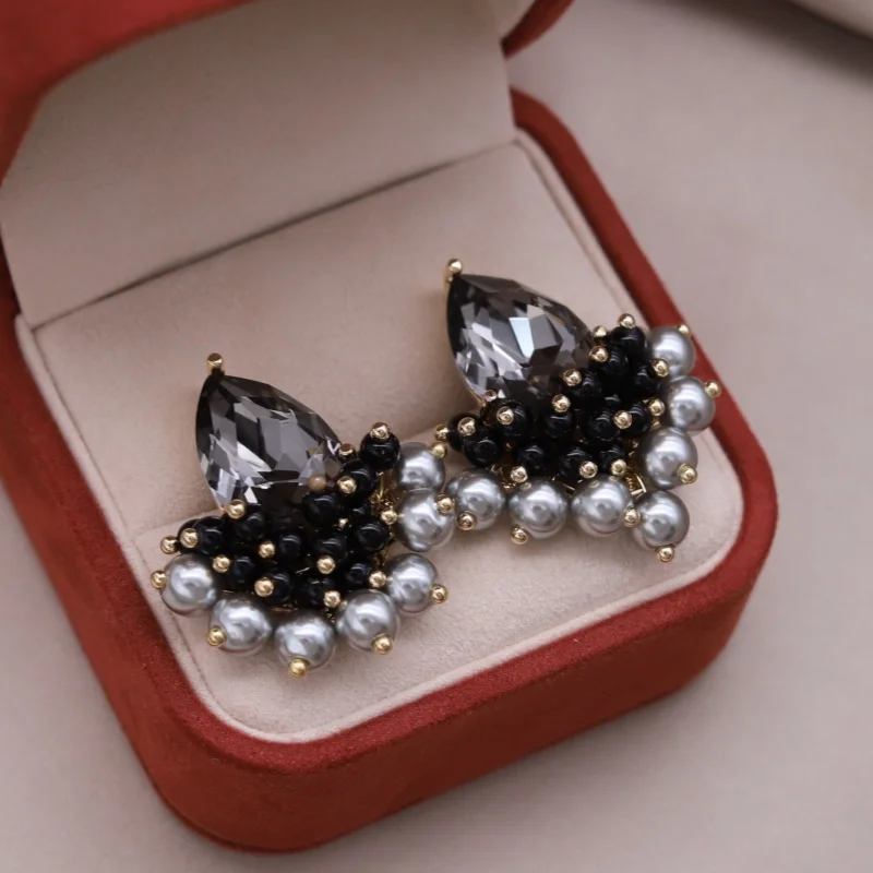 Korean New Design Fashion Jewelry 14K Gold plated White Hand Woven Pearl Drop Earrings Elegant Women's Daily Work Accessories