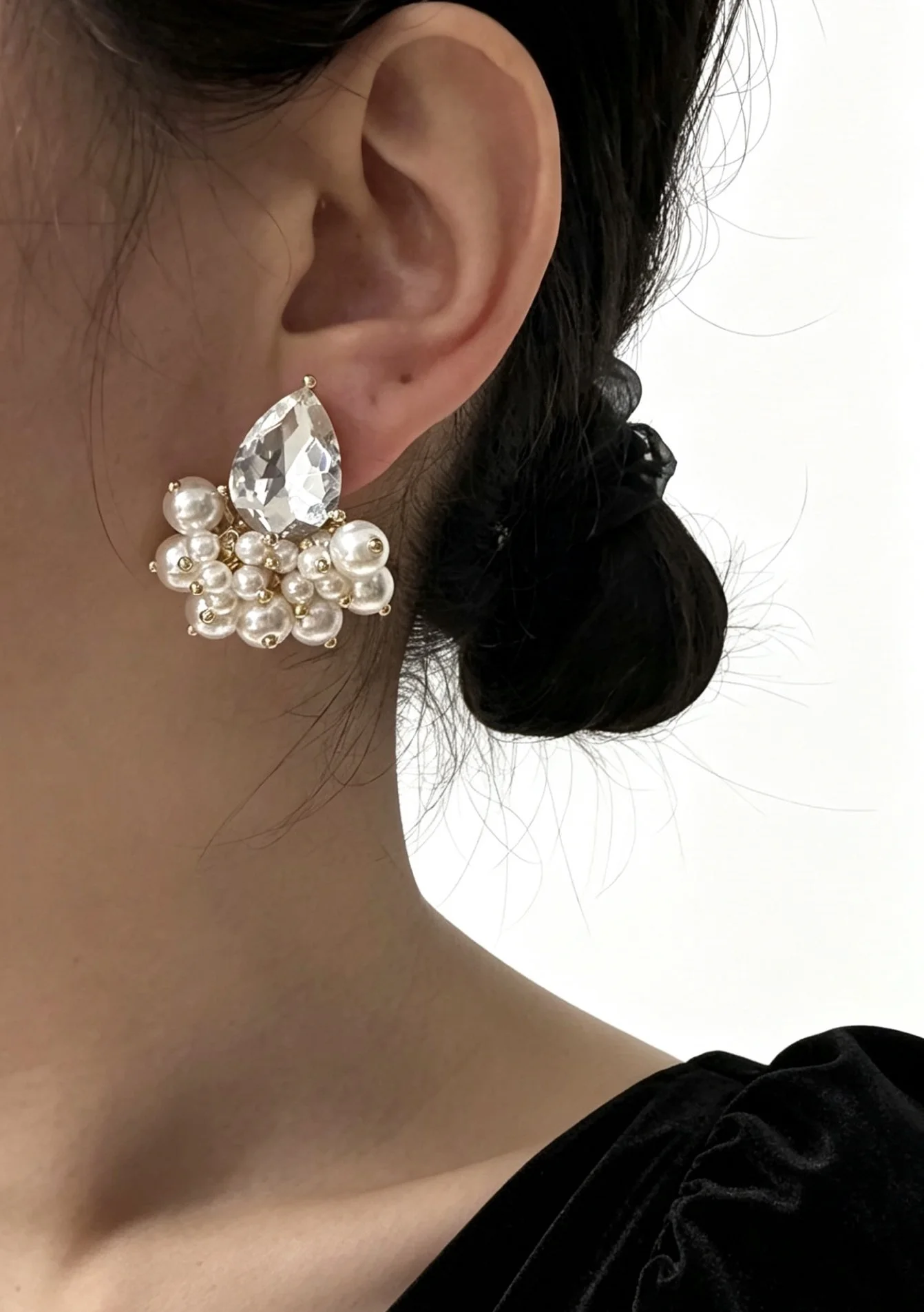 Korean New Design Fashion Jewelry 14K Gold plated White Hand Woven Pearl Drop Earrings Elegant Women's Daily Work Accessories