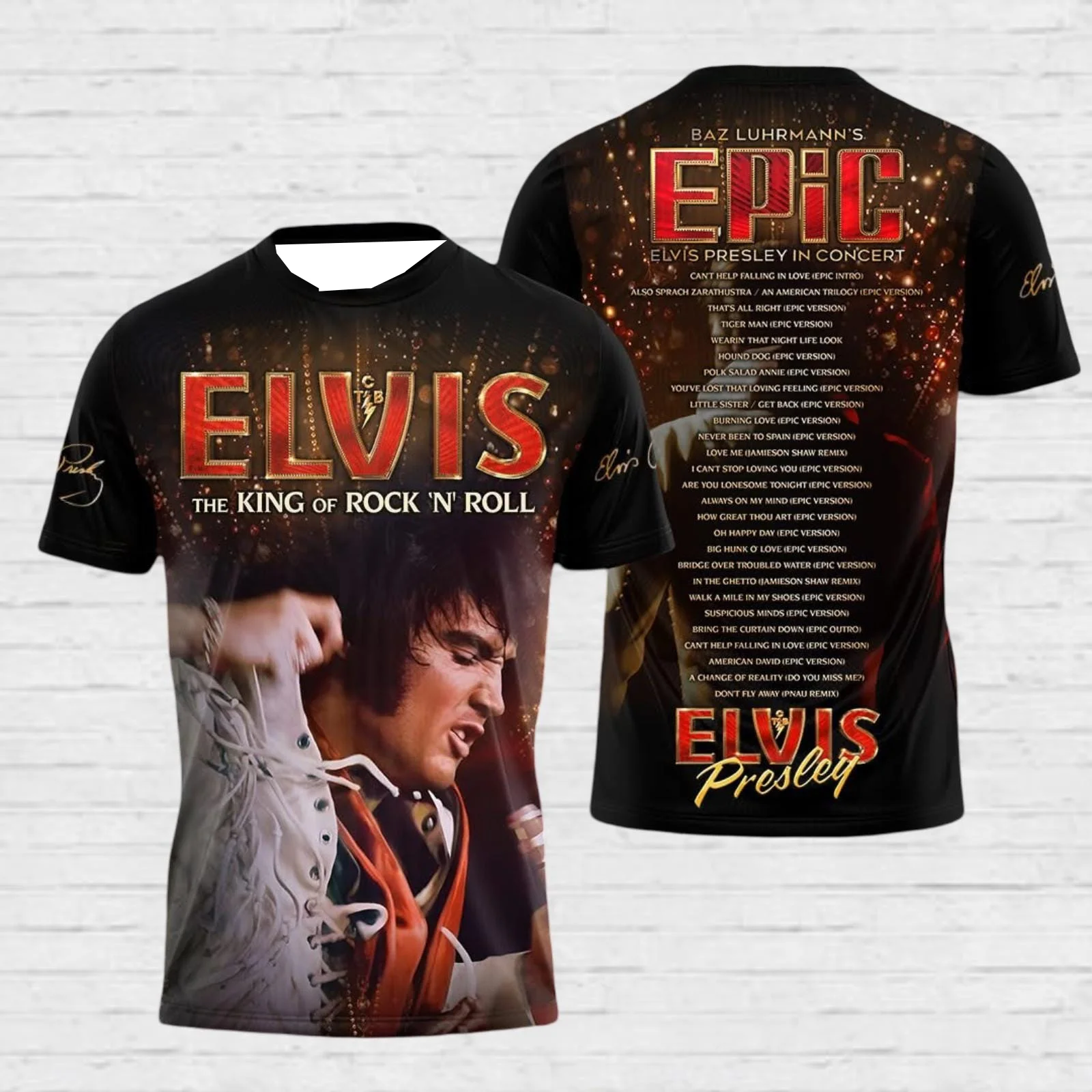 The King of Rock 'n' Rol 3D Print T-Shirt Family Matching Y2K Oversized Quick Drying T-shirt Suitable for Daily and TrainingWear