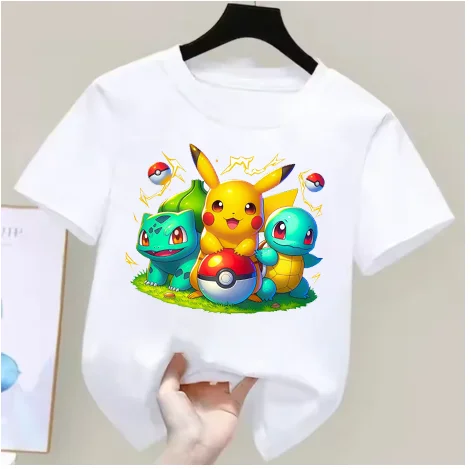 Pokémon anime summer T-shirts for boys and girls, cotton casual loose short sleeve tops for women,Y2K style couple matching tees