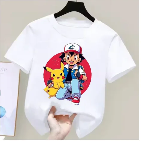 Pokémon anime summer T-shirts for boys and girls, cotton casual loose short sleeve tops for women,Y2K style couple matching tees