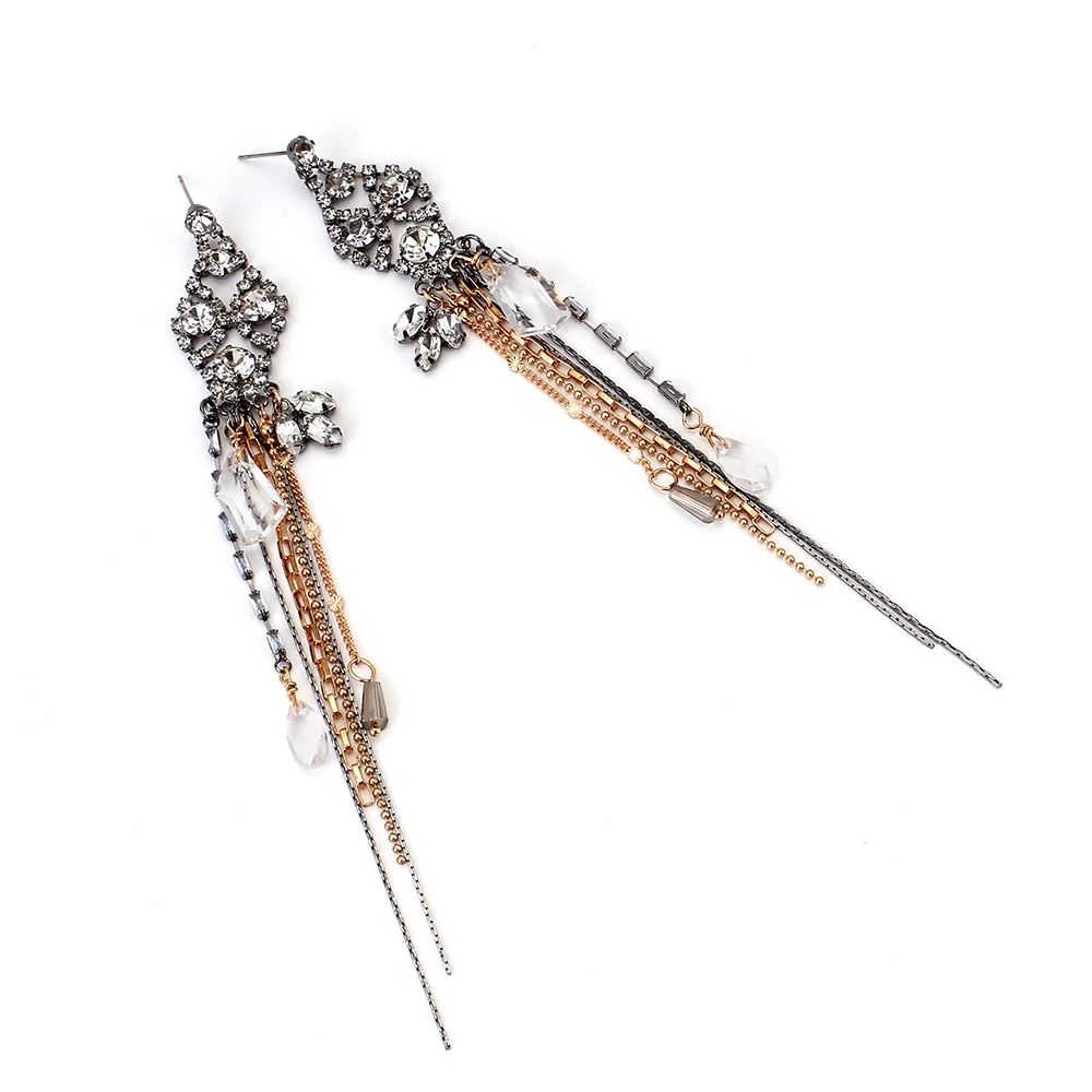2026 Vintage Rhinestone Long Tassels EarrIngs for Women Fashion Banquet Party Jewelry Statement Earrings Gifts