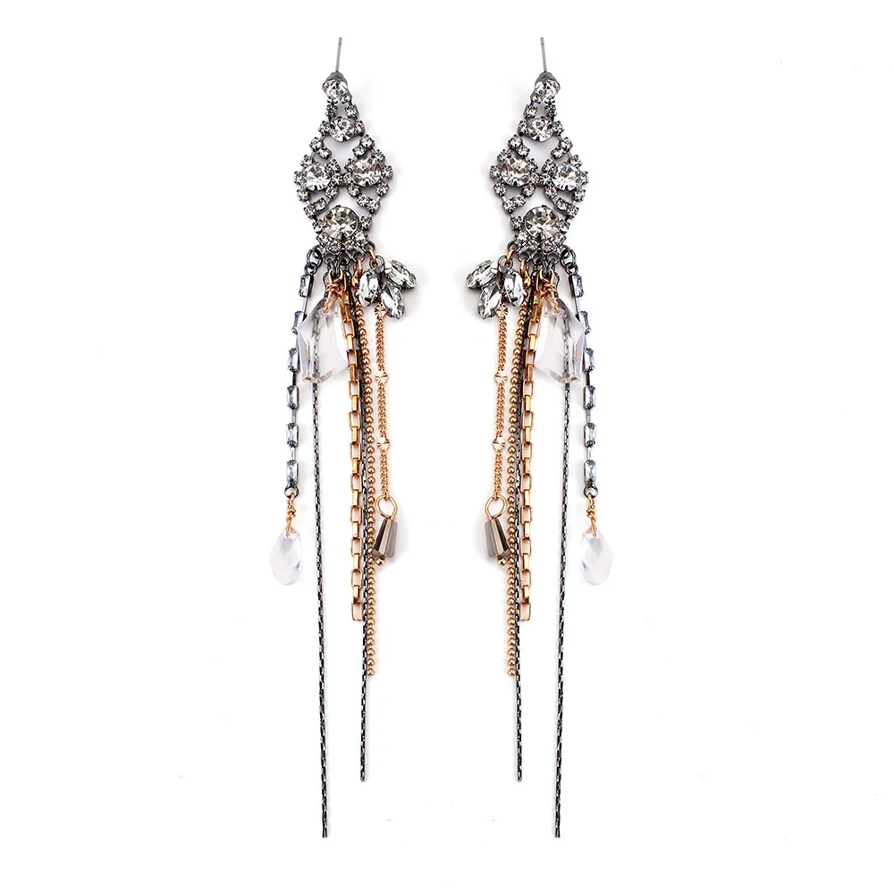 2026 Vintage Rhinestone Long Tassels EarrIngs for Women Fashion Banquet Party Jewelry Statement Earrings Gifts