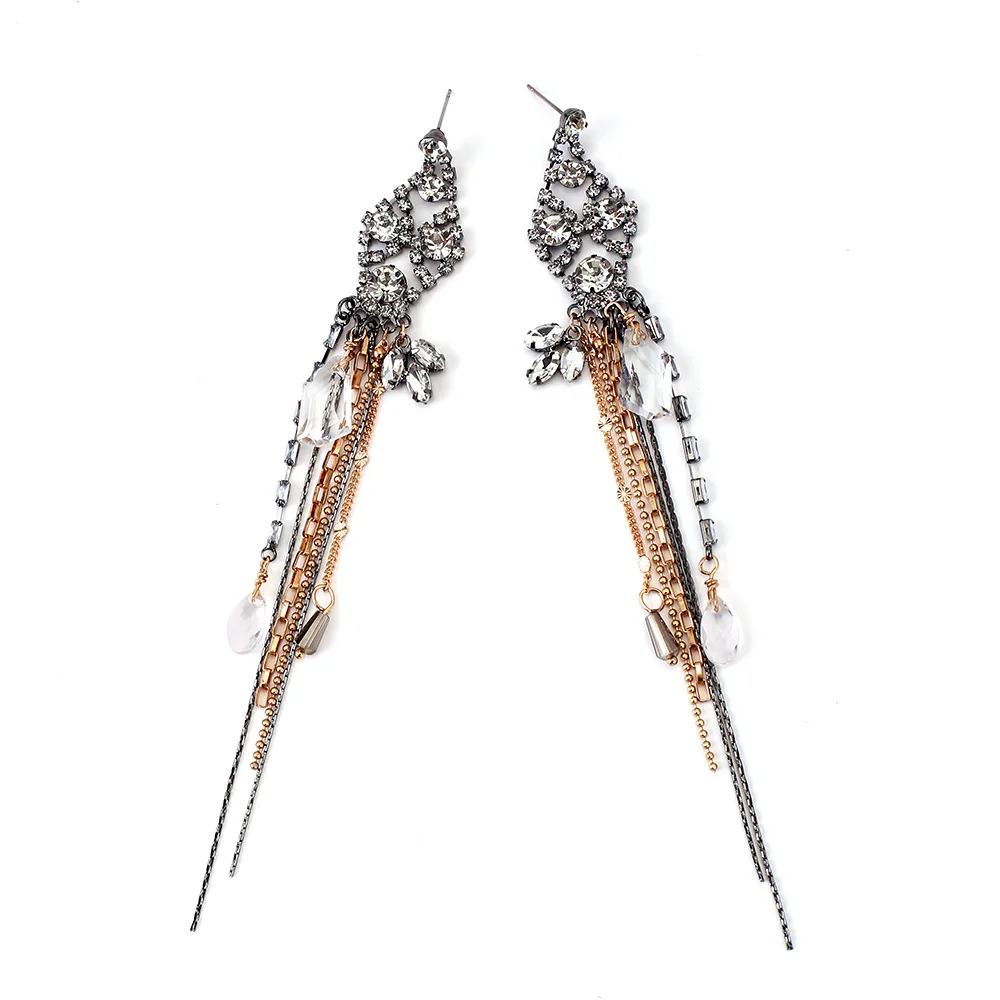 2026 Vintage Rhinestone Long Tassels EarrIngs for Women Fashion Banquet Party Jewelry Statement Earrings Gifts