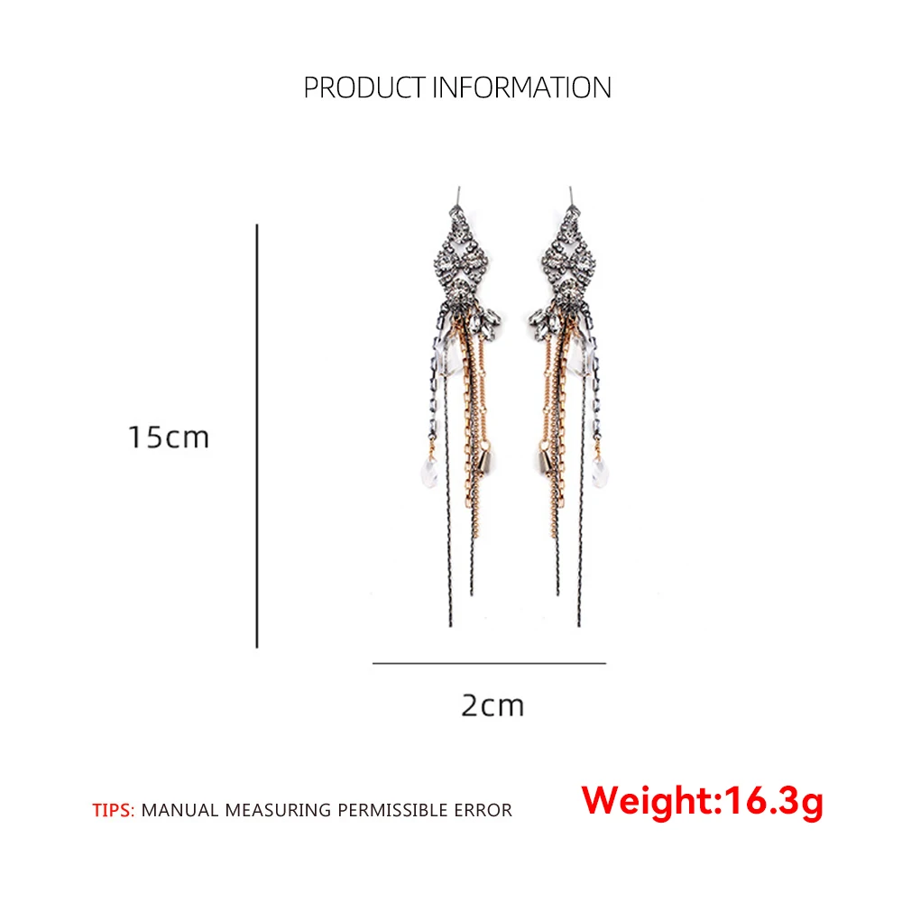 2026 Vintage Rhinestone Long Tassels EarrIngs for Women Fashion Banquet Party Jewelry Statement Earrings Gifts