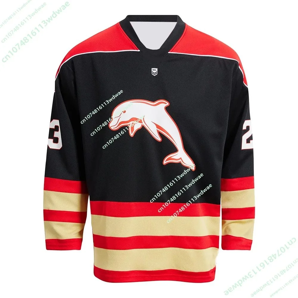 Latest 2026 NRL Australian Dolphins Adult Ice Hockey Jersey Men's 3D Pint Long Sleeve Sports Adult and Children's Same Style