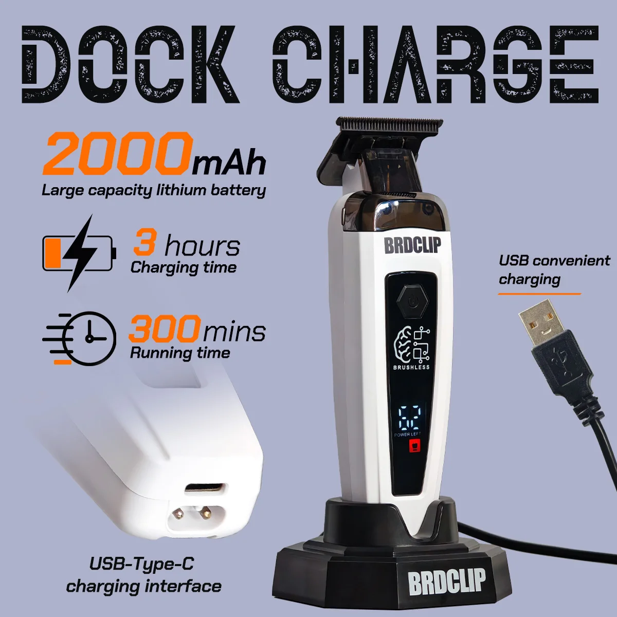 Professional Electric Hair Clipper Hair Trimmer Brushless Motor 7500RPM DLC Blade Electric Shaver 8000RPM DC Motor BRDCLIP Shop