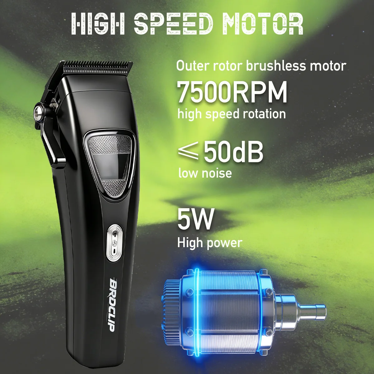 Professional Electric Hair Clipper Hair Trimmer Brushless Motor 7500RPM DLC Blade Electric Shaver 8000RPM DC Motor BRDCLIP Shop