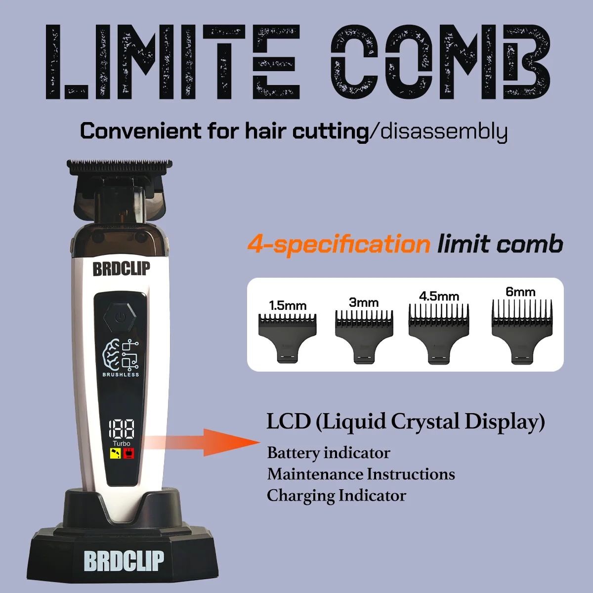 Professional Electric Hair Clipper Hair Trimmer Brushless Motor 7500RPM DLC Blade Electric Shaver 8000RPM DC Motor BRDCLIP Shop