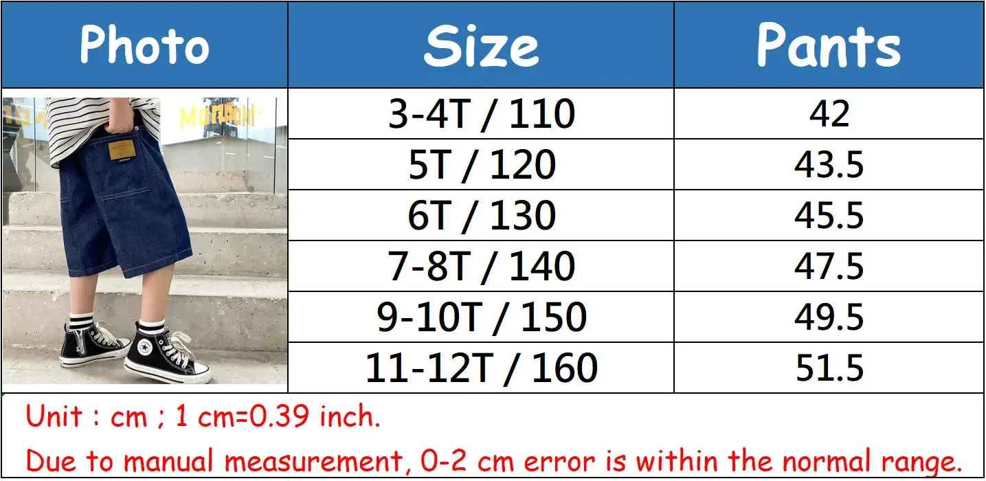 Boys Summer Fashion Denim Shorts Kids Casual Loose Thin Knee-Length Trousers 3-12 Years Teenager Outdoor Five-point Pants