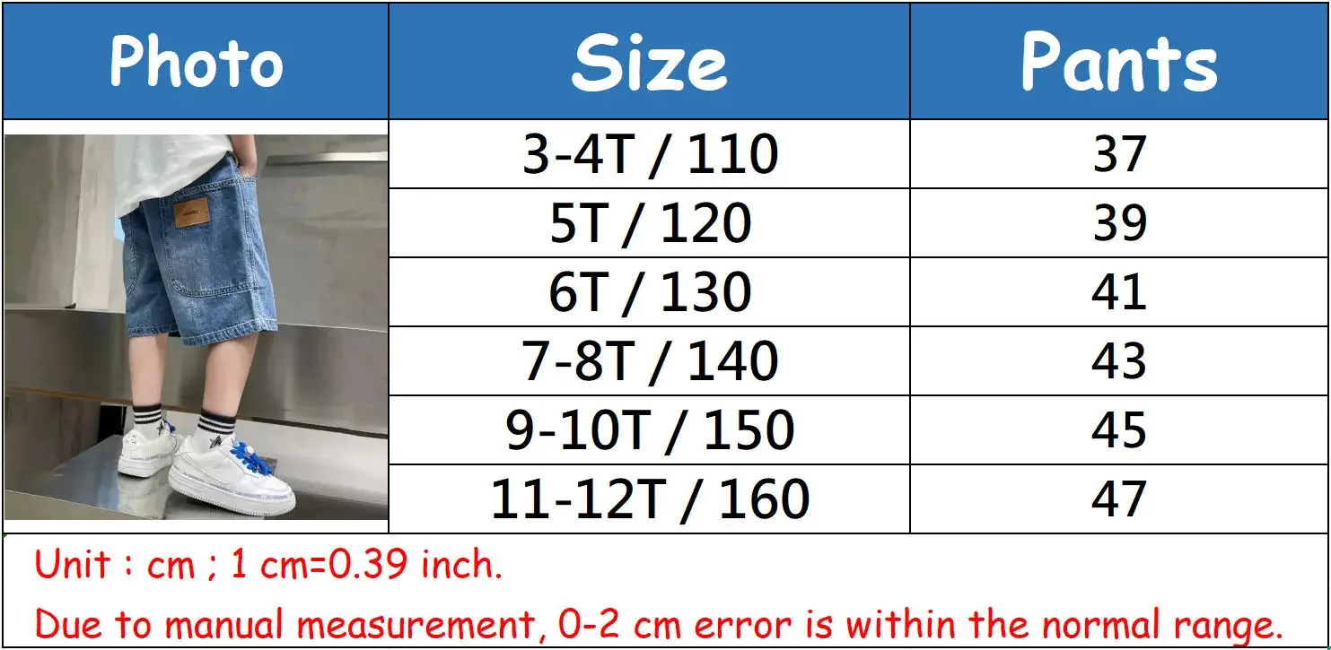 Boys Summer Fashion Denim Shorts Kids Casual Loose Thin Knee-Length Trousers 3-12 Years Teenager Outdoor Five-point Pants