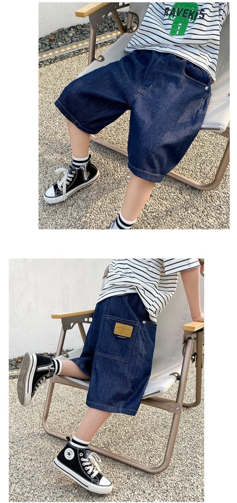 Boys Summer Fashion Denim Shorts Kids Casual Loose Thin Knee-Length Trousers 3-12 Years Teenager Outdoor Five-point Pants