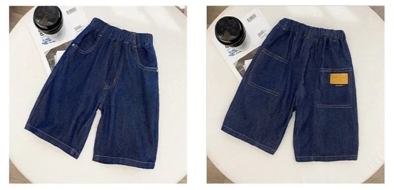 Boys Summer Fashion Denim Shorts Kids Casual Loose Thin Knee-Length Trousers 3-12 Years Teenager Outdoor Five-point Pants