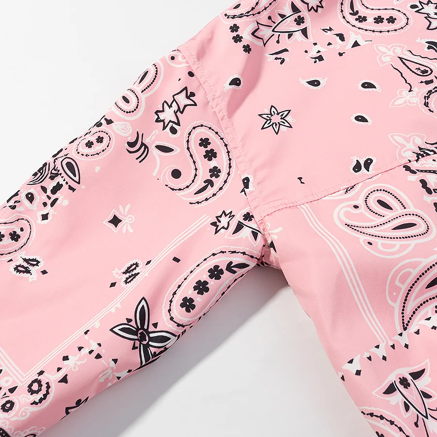 KLKXMYT Women Elegant Fashion Pink Print Jacket Long Sleeve Zipper Hooded Coat Spring Autumn Lady Trend Street Outwear