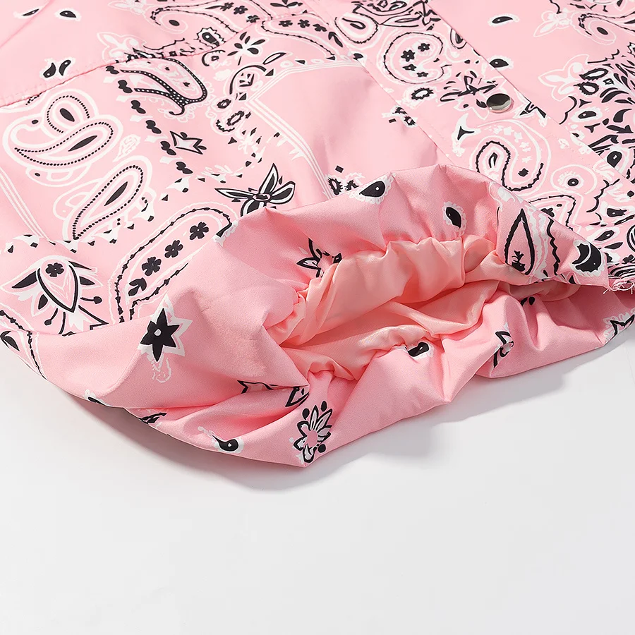 KLKXMYT Women Elegant Fashion Pink Print Jacket Long Sleeve Zipper Hooded Coat Spring Autumn Lady Trend Street Outwear