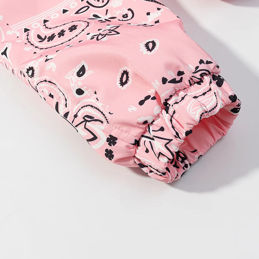 KLKXMYT Women Elegant Fashion Pink Print Jacket Long Sleeve Zipper Hooded Coat Spring Autumn Lady Trend Street Outwear