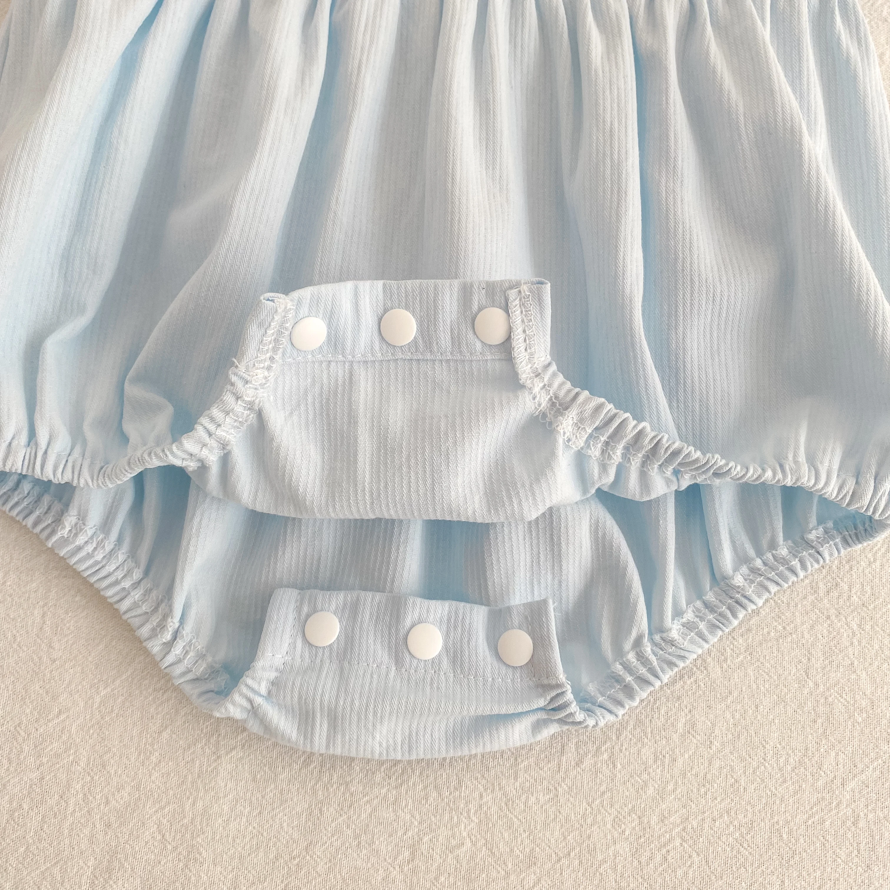 2026 Summer New 0-24M Baby Girls Jumpsuit Korean Version Short Sleeved Bodysuit Flower Embroidered Sweet Blue Romper
