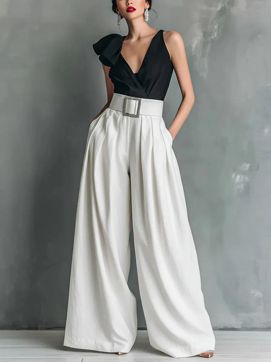 Spring/Summer 2026 High-Waist Loose Solid Color Fashionable Casual Pants for Office Versatile Stylish New Arrival
