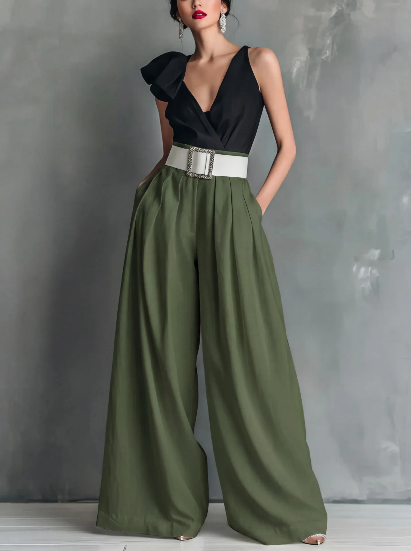 Spring/Summer 2026 High-Waist Loose Solid Color Fashionable Casual Pants for Office Versatile Stylish New Arrival