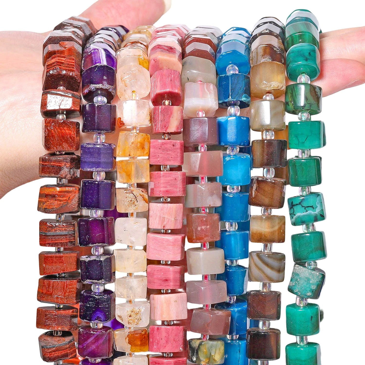 Natural Amethyst Amazonite Lapis Lazuli Beads 9-13mm Irregular Faceted Rondelle Shape Beads for Jewelry Making Accessories