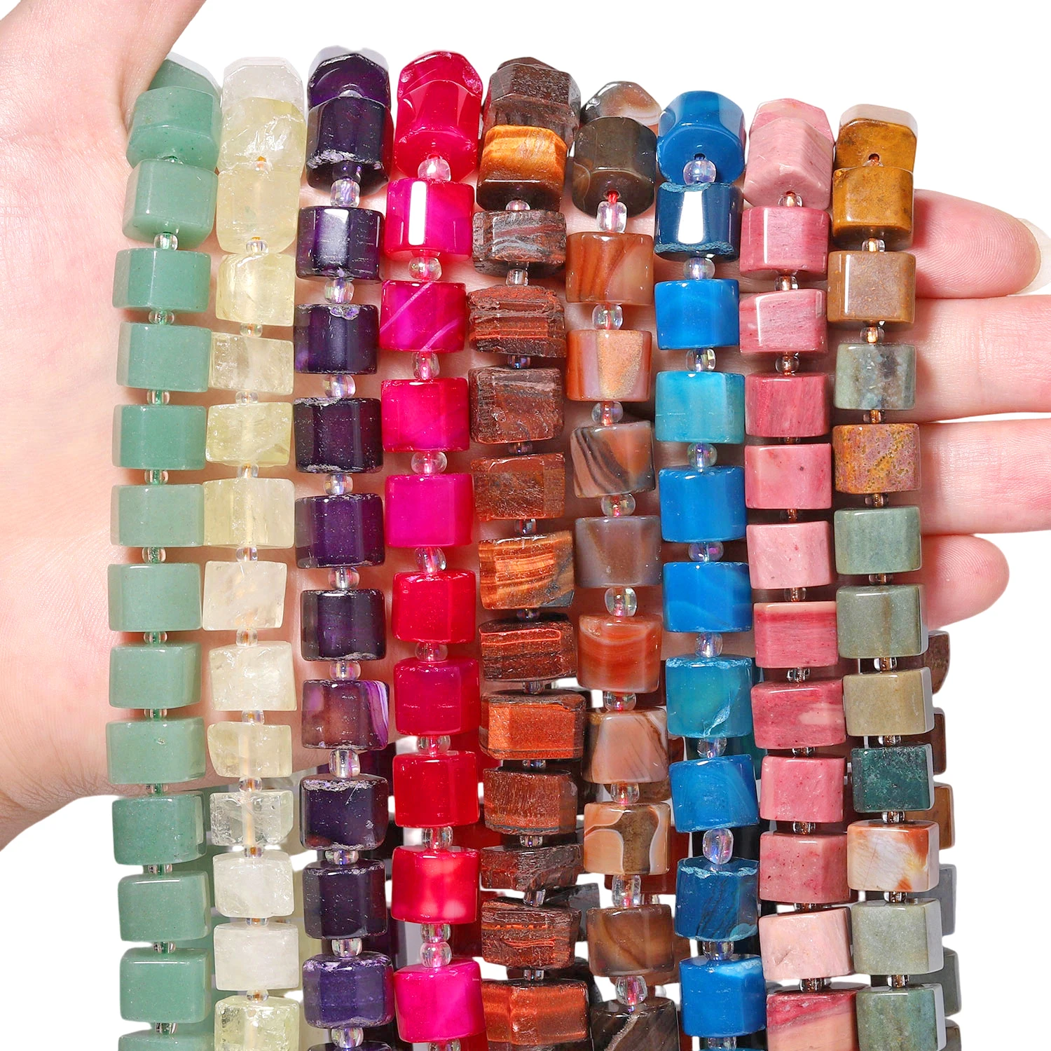 Natural Amethyst Amazonite Lapis Lazuli Beads 9-13mm Irregular Faceted Rondelle Shape Beads for Jewelry Making Accessories