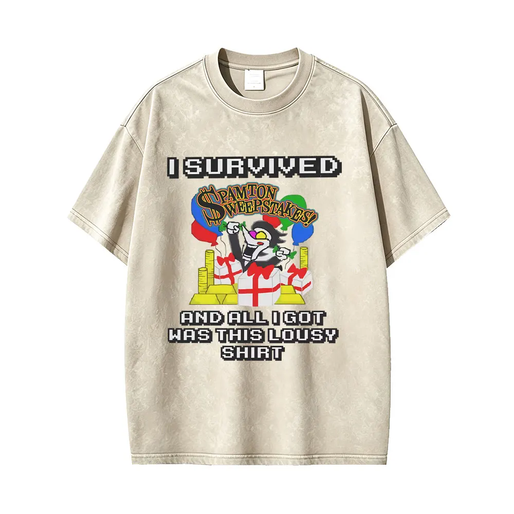 Washed Vintage Game Deltarune Spamton Funny Meme T-shirt Men's Women Clothing Casual Humor Lover Short Sleeve Oversized T Shirts