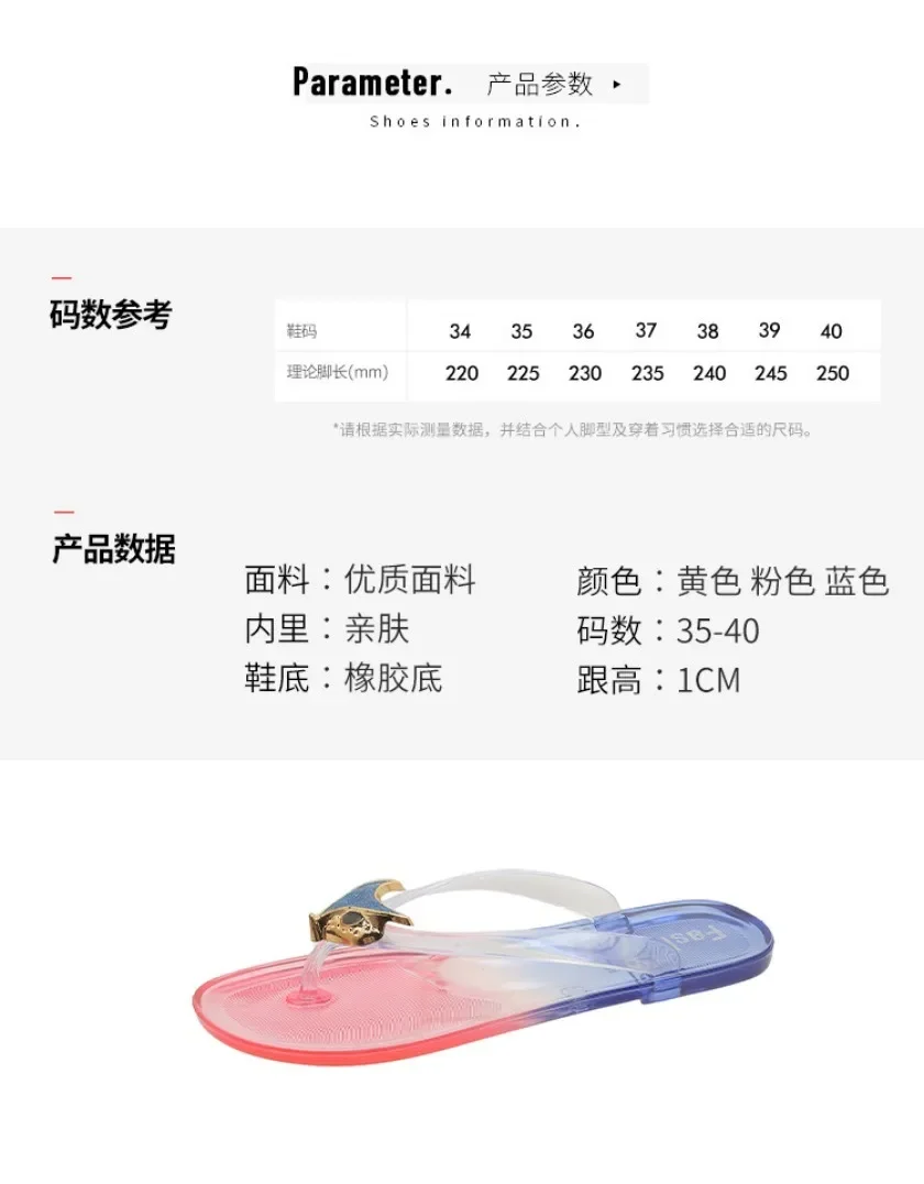 Crystal Flip Flops for Women, Flat Outdoor Slippers, Women's Layered Color Jelly Beach Clip On Shoes Toe Clip On Casual Slippers