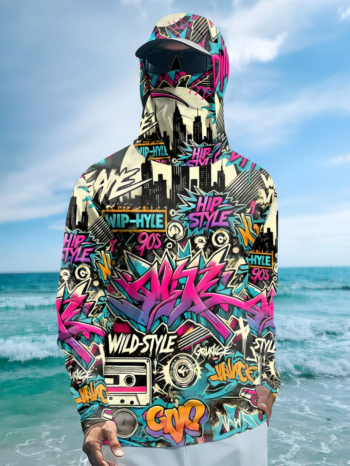 2026 Summer New Style Men's Long-Sleeved Shirt with 3D Letter Pattern Print for Comfortable Soft Breathable and Sporty Wear