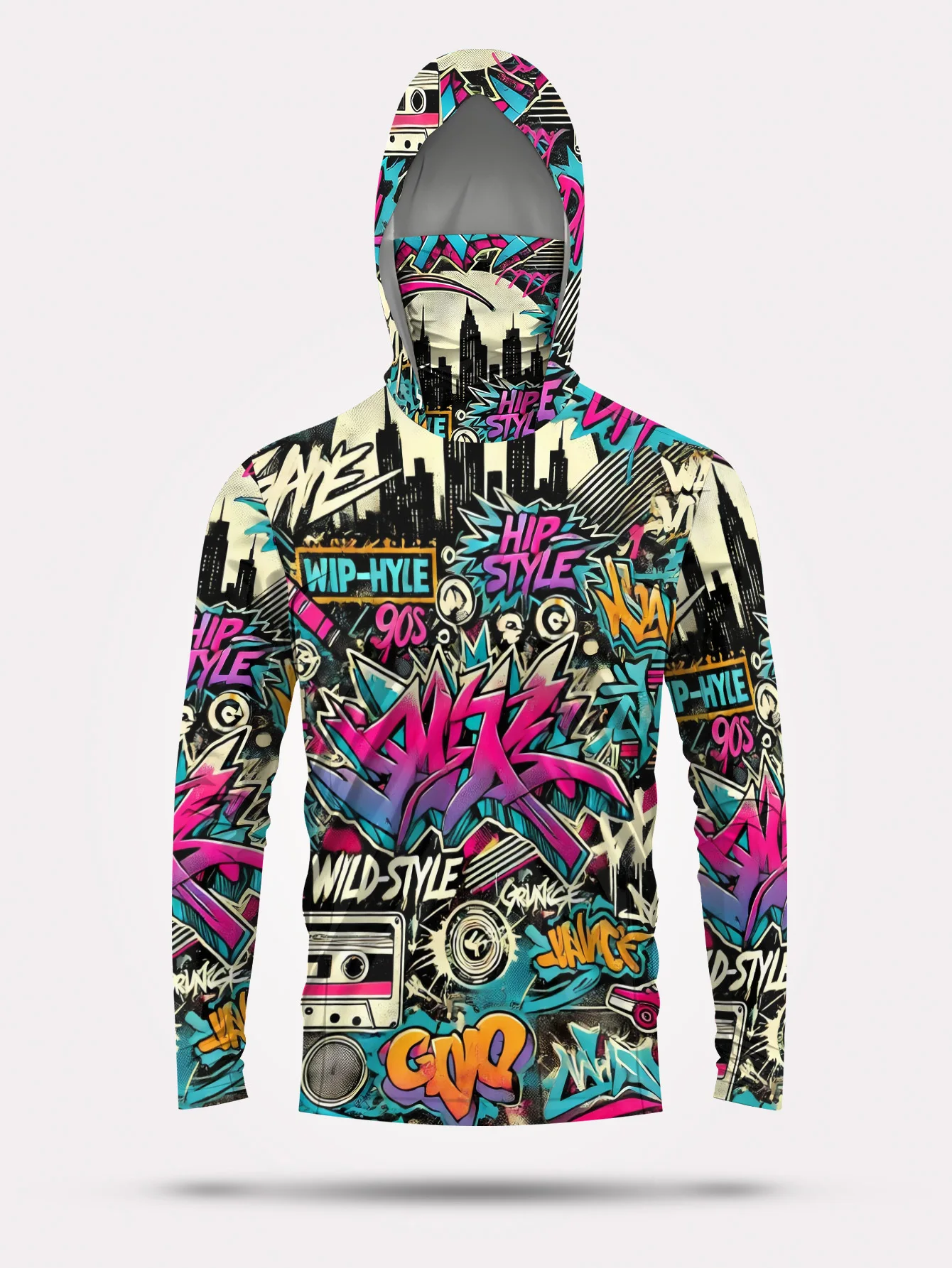 2026 Summer New Style Men's Long-Sleeved Shirt with 3D Letter Pattern Print for Comfortable Soft Breathable and Sporty Wear