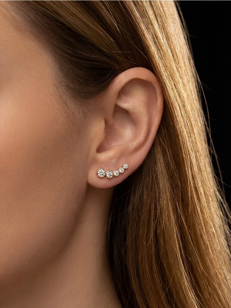 Shiny 0.86CT Curve Real Moissanite Diamond Stud Earrings For Women Real 925 Sterling Silver Gift Dating Fine Jewelry
