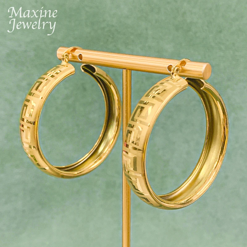 Round Simple 18K Gold Plated Earrings Jewelry Set Circle Hoop Earring for Women Loop Dubai Trendy Wedding Anniversary Gifts