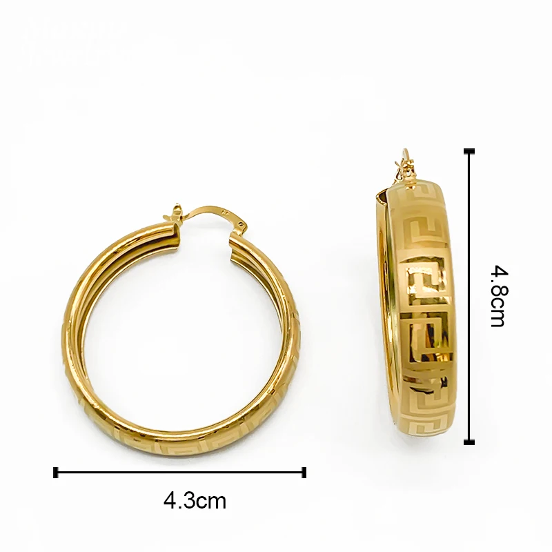 Round Simple 18K Gold Plated Earrings Jewelry Set Circle Hoop Earring for Women Loop Dubai Trendy Wedding Anniversary Gifts