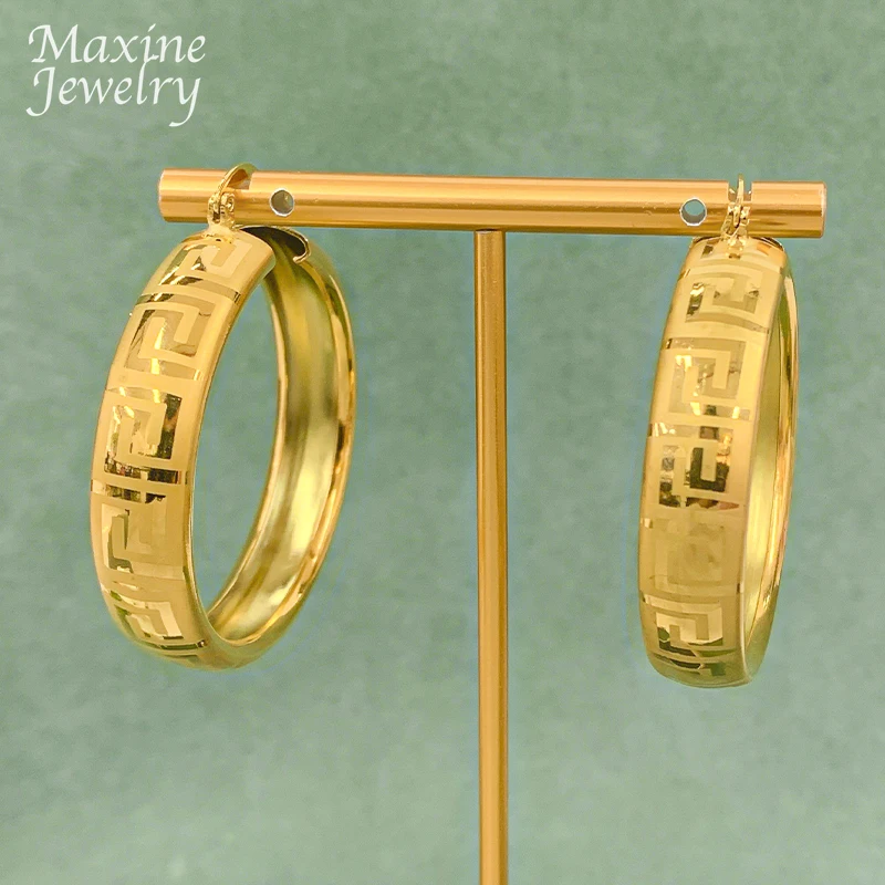 Round Simple 18K Gold Plated Earrings Jewelry Set Circle Hoop Earring for Women Loop Dubai Trendy Wedding Anniversary Gifts