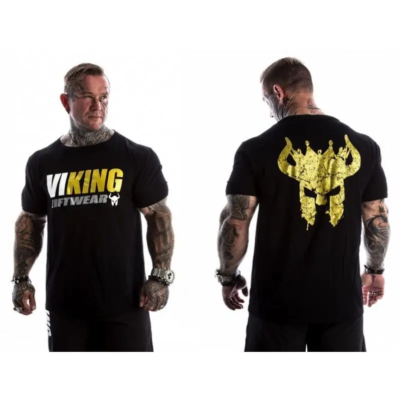 2026 GYM American Muscle Fitness Short Sleeve Men's Printed T-shirt Round Neck Loose Large Size Trend Slim Brother Short Sleeve