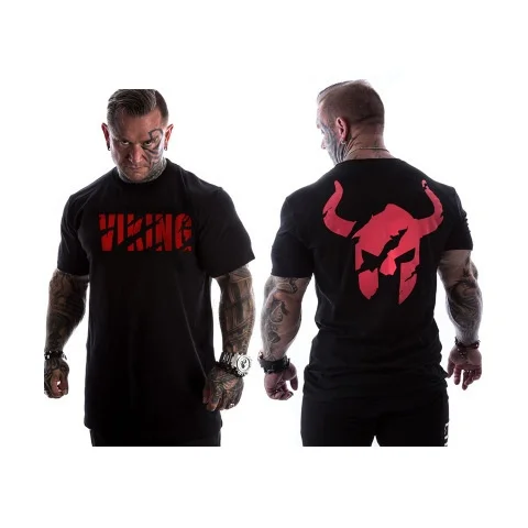 2026 GYM American Muscle Fitness Short Sleeve Men's Printed T-shirt Round Neck Loose Large Size Trend Slim Brother Short Sleeve