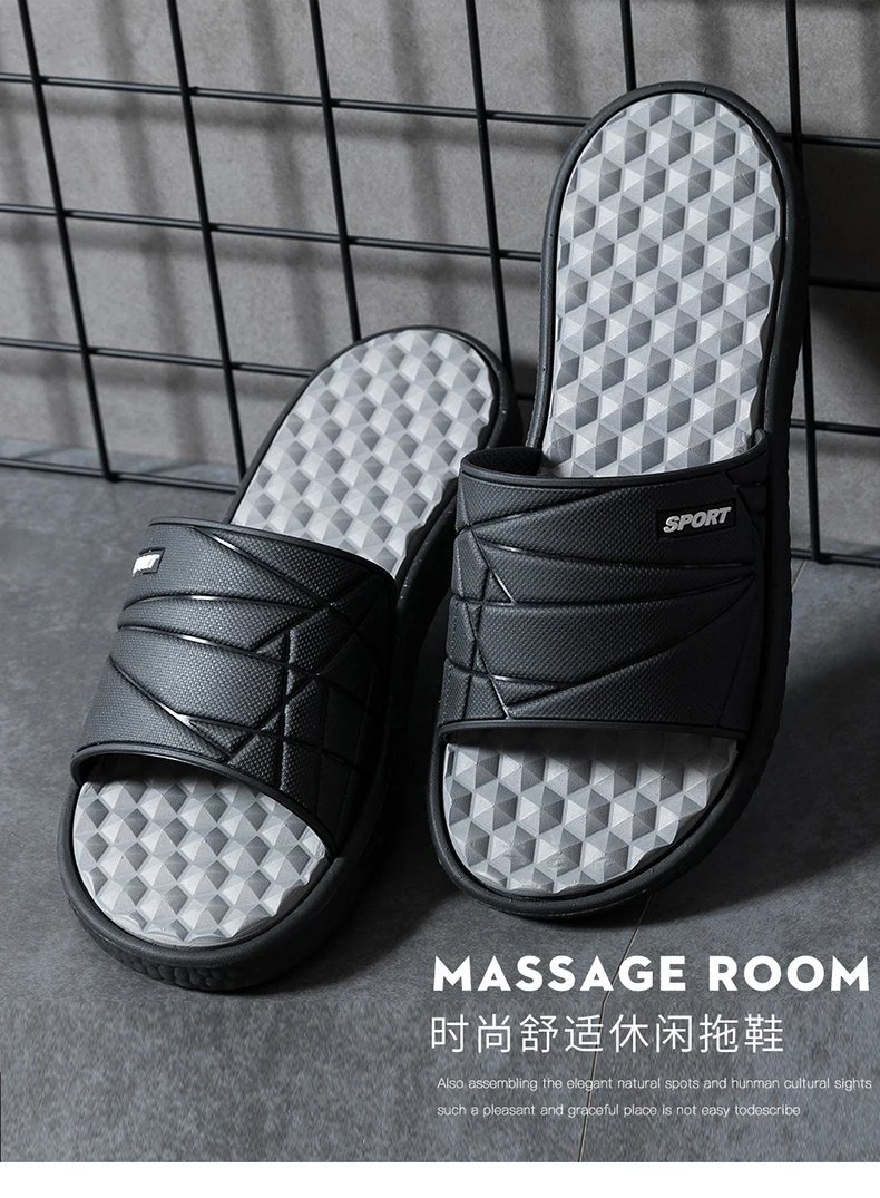 Fashion Mens Acupressure Massage Slippers Home Indoor Slides Sleeper Comfortable Men's Slide Slipper for House Room Foot Massage