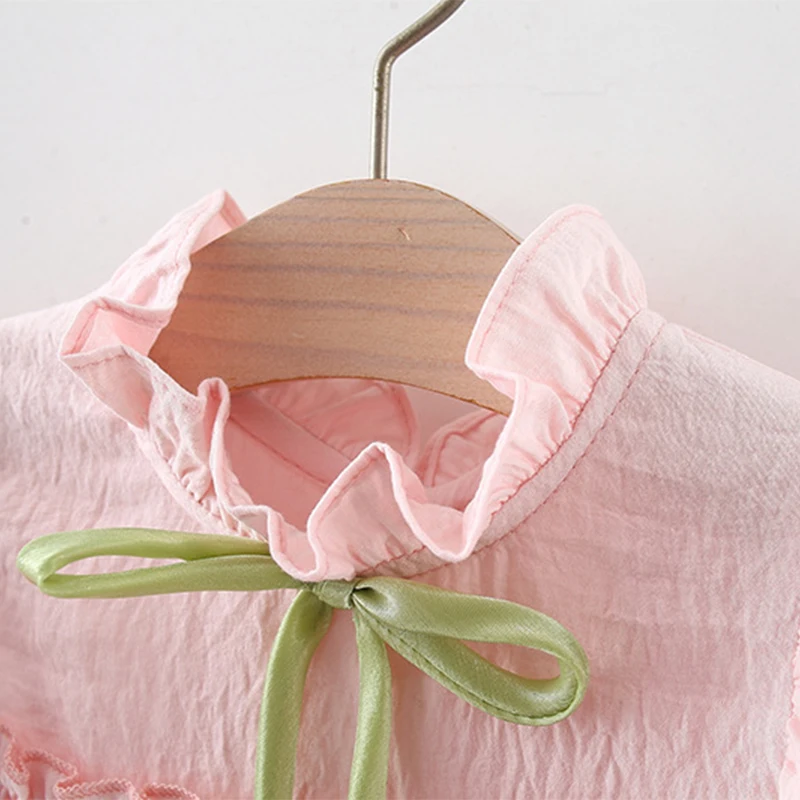 Baby Girl Dress Summer Cotton Solid Color Tulip Bow Baby Dresses Cute Casual Beach Baby Girl Clothing