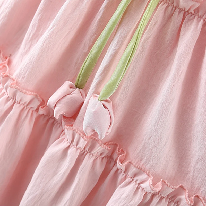 Baby Girl Dress Summer Cotton Solid Color Tulip Bow Baby Dresses Cute Casual Beach Baby Girl Clothing