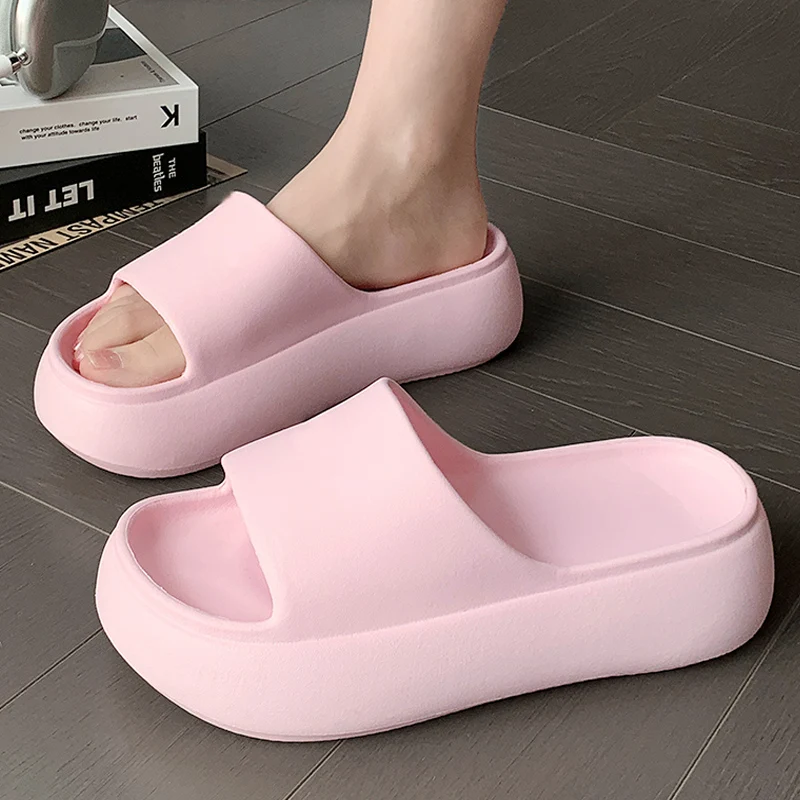 Summer Thick Bottom Cloud Slippers For Women Solid Color EVA Platform Sandals Woman Soft Sole Non-slip Beach Pillow Slides