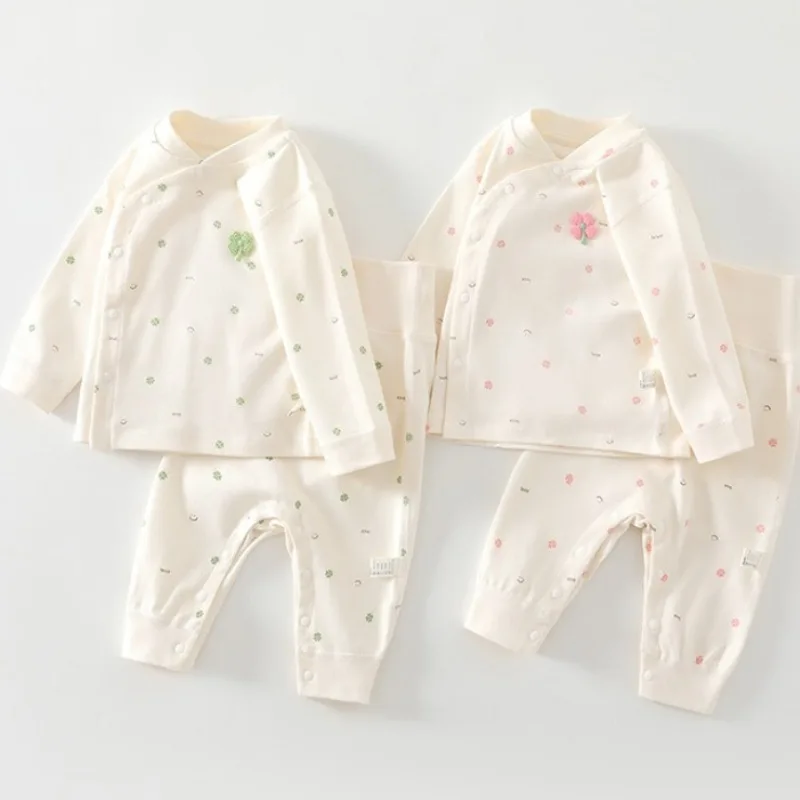 2026 New Baby Boy Girl Pure Cotton 2pcs Clothes Set Newborn Spring Fall Stylish Top Pant Daily Wear 0-24M Kid Casual Cute Outfit