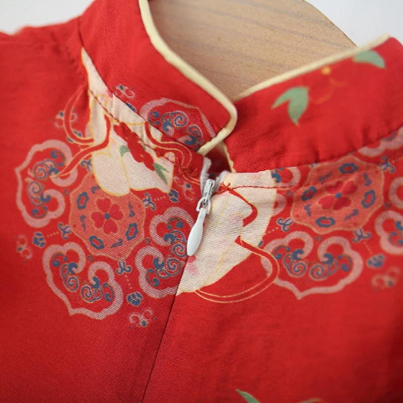 Baby Girl Dress Summer Cartoon Chinese-Style Infant Girl Dress Adorable Cheongsam Baby Dress