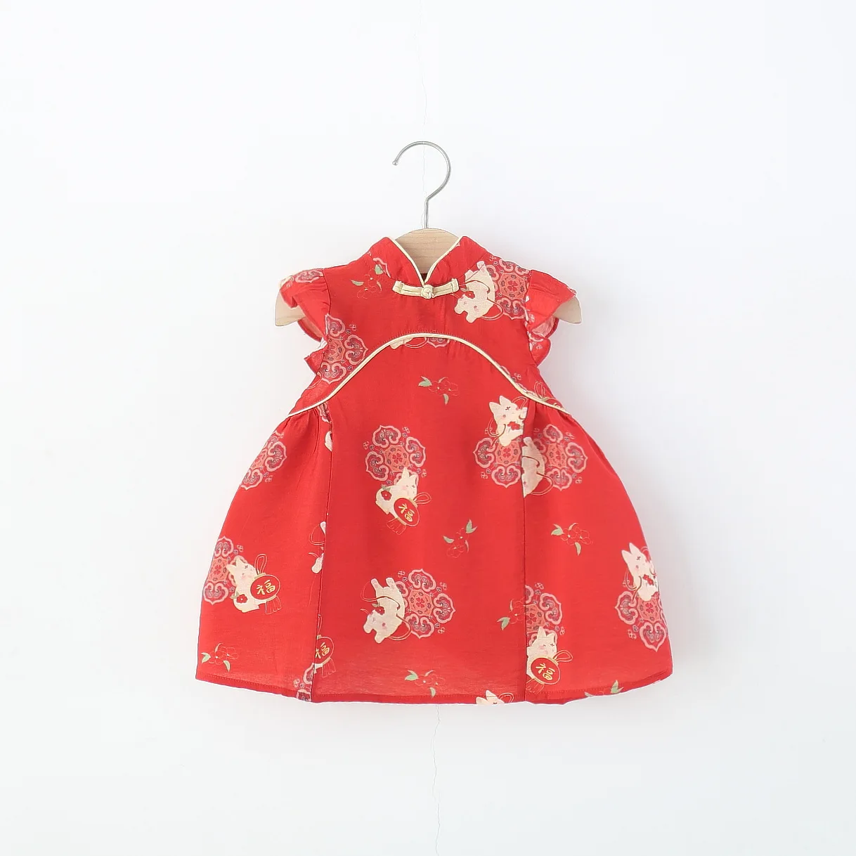 Baby Girl Dress Summer Cartoon Chinese-Style Infant Girl Dress Adorable Cheongsam Baby Dress